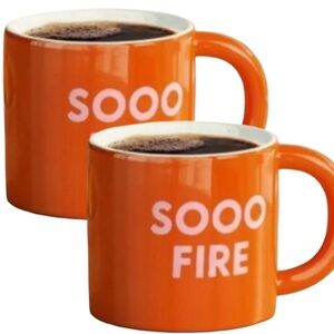 Room Essentials 16oz Stoneware Sooo Fire Mug Orange bundle of 2, new!
